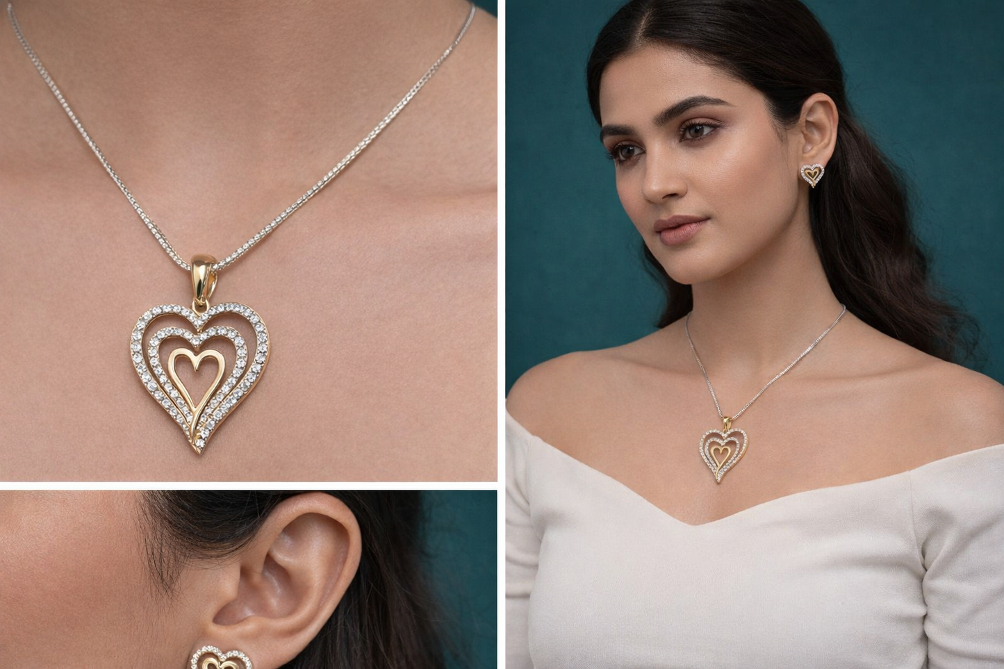 Auren Amora Heart Pendant Set
