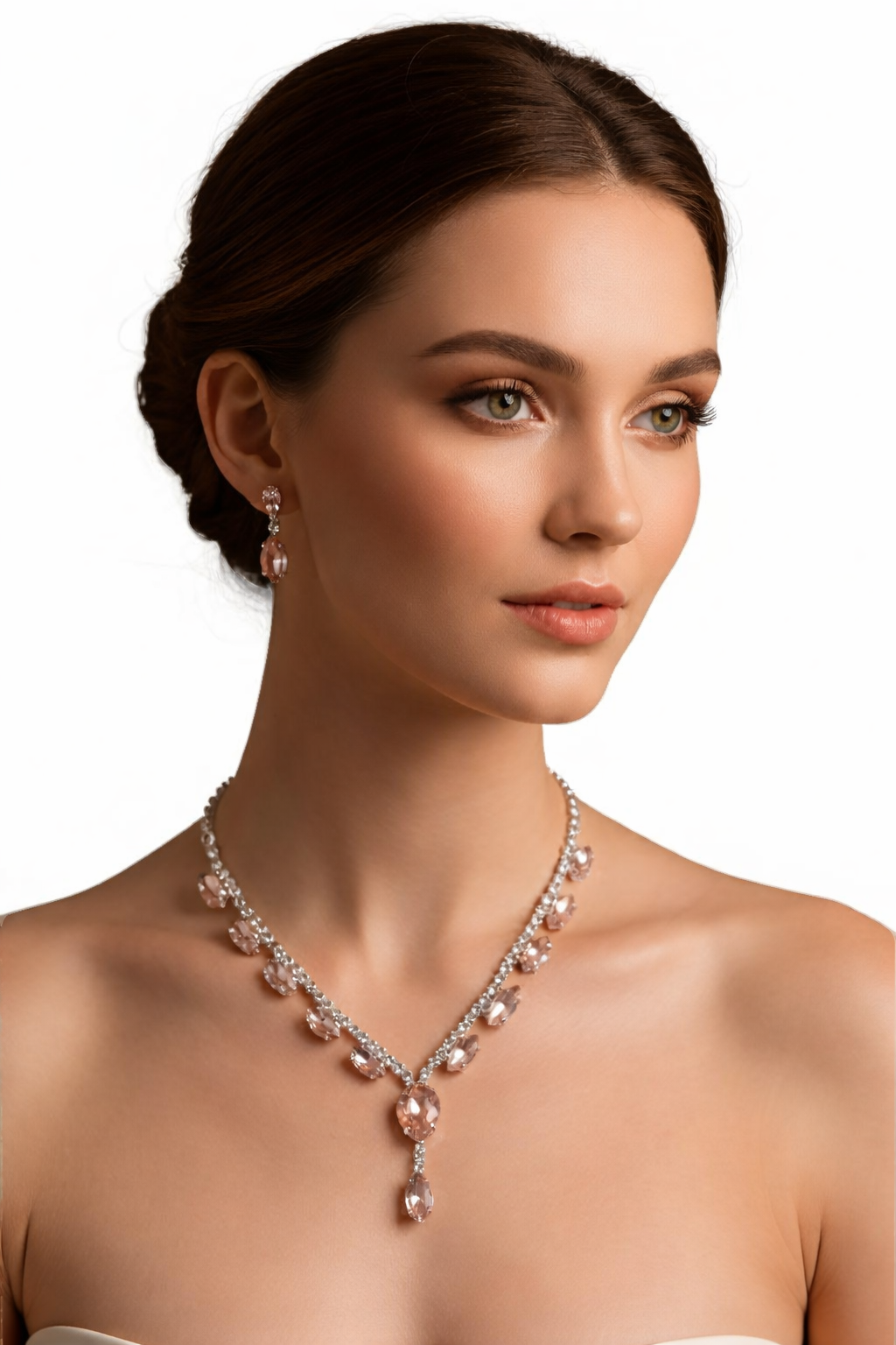 Elara Blush Drop Necklace Set