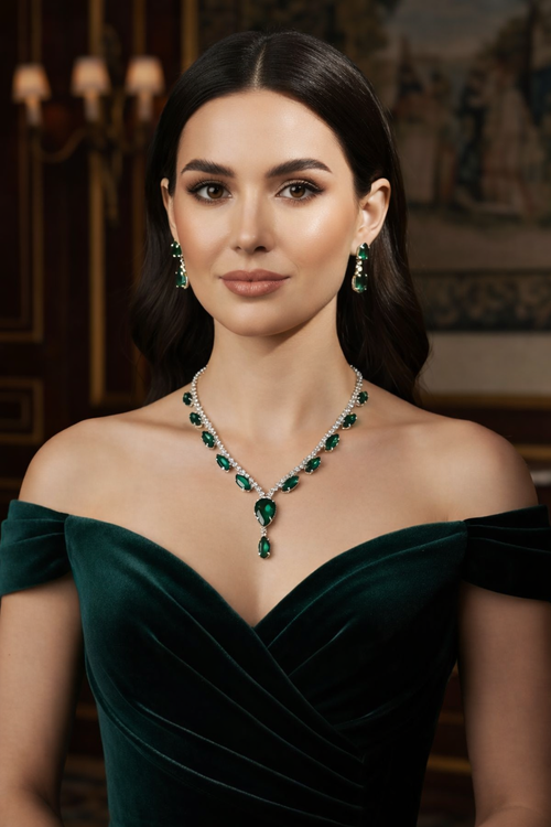 Emerald Sovereign Drop Necklace Set