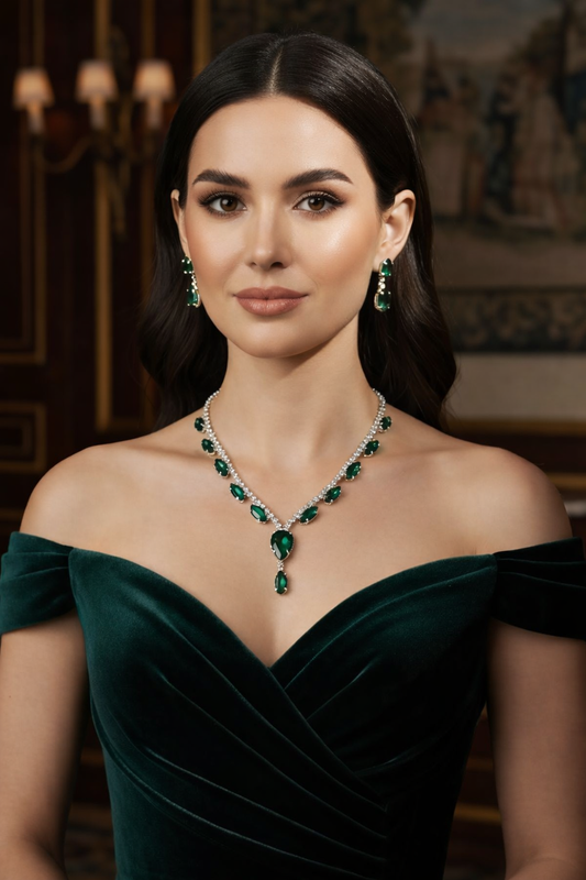 Emerald Sovereign Drop Necklace Set